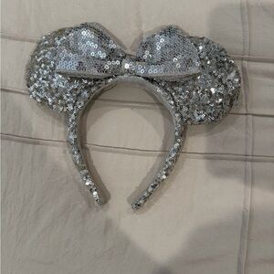 Disney Silver Sequin Minnie Mouse Ears Headband